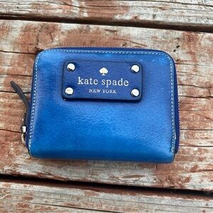 Kate Spade Mini Zip Wallet Pebble  Blue - 3 Compartments